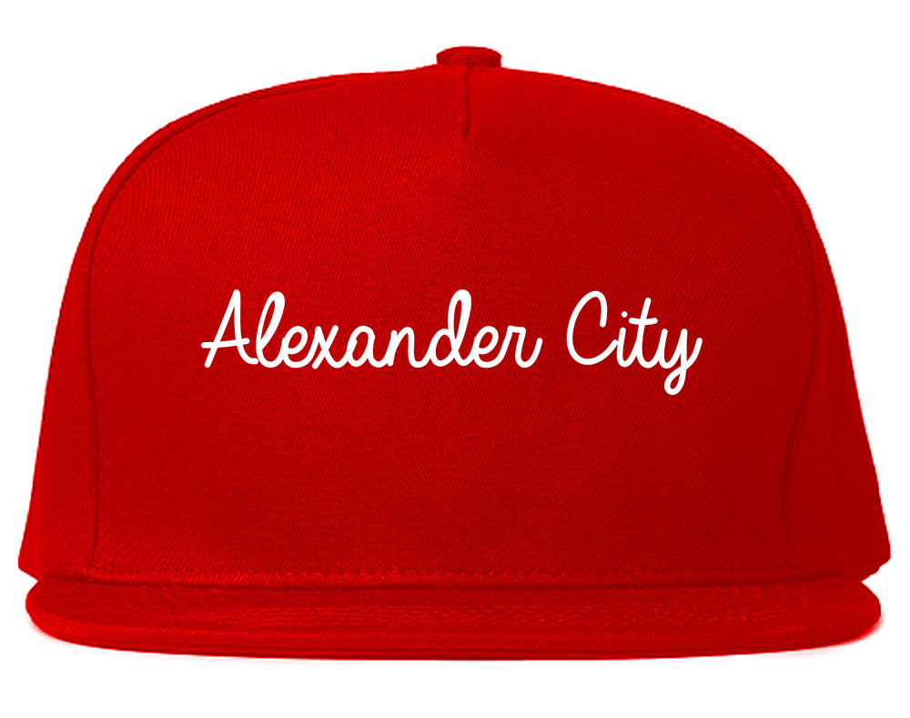 Alexander City Alabama AL Script Mens Snapback Hat Red