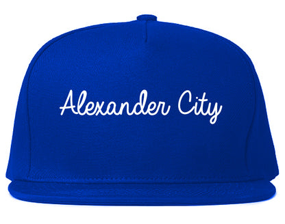 Alexander City Alabama AL Script Mens Snapback Hat Royal Blue