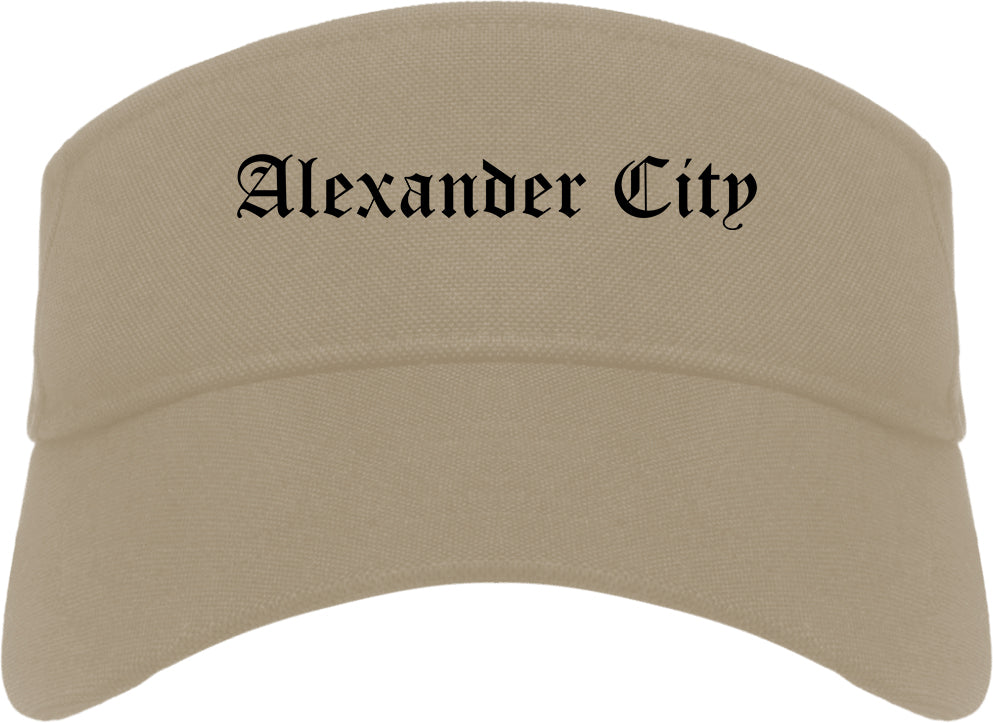 Alexander City Alabama AL Old English Mens Visor Cap Hat Khaki
