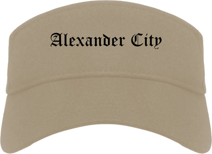 Alexander City Alabama AL Old English Mens Visor Cap Hat Khaki