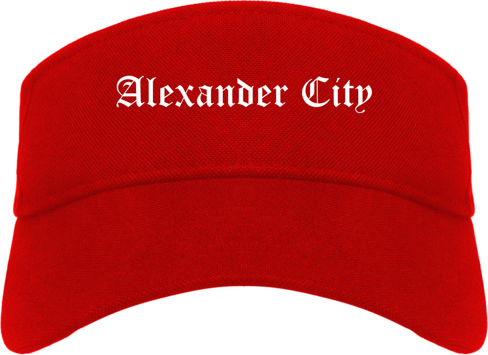 Alexander City Alabama AL Old English Mens Visor Cap Hat Red
