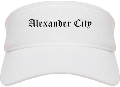 Alexander City Alabama AL Old English Mens Visor Cap Hat White