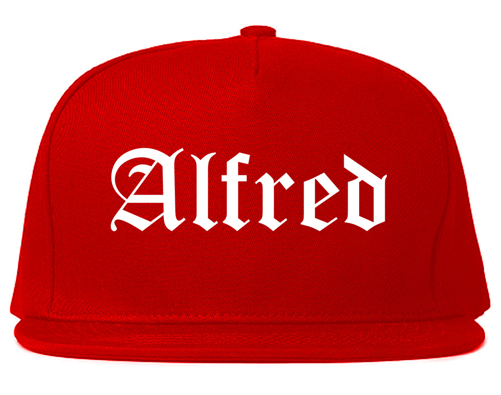 Alfred New York NY Old English Mens Snapback Hat Red