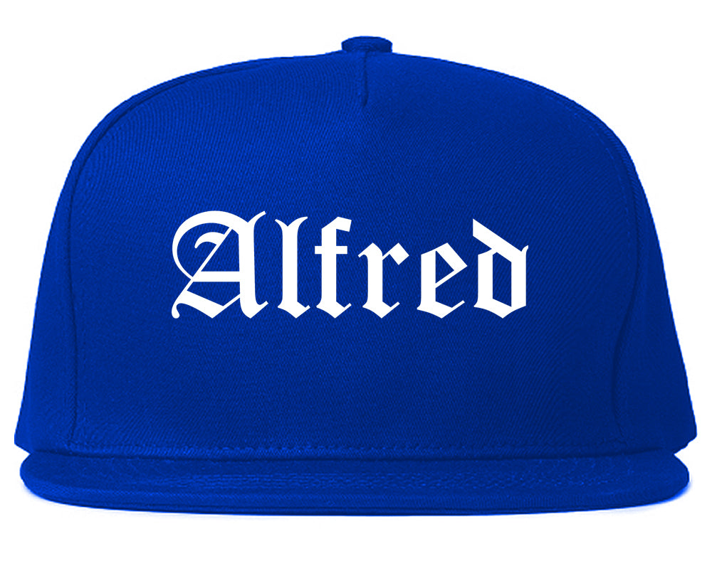 Alfred New York NY Old English Mens Snapback Hat Royal Blue