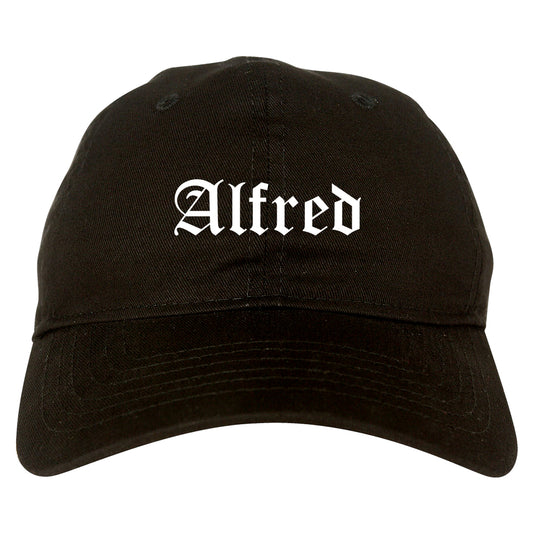 Alfred New York NY Old English Mens Dad Hat Baseball Cap Black