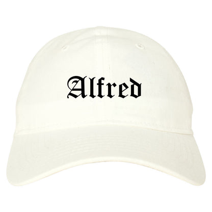 Alfred New York NY Old English Mens Dad Hat Baseball Cap White