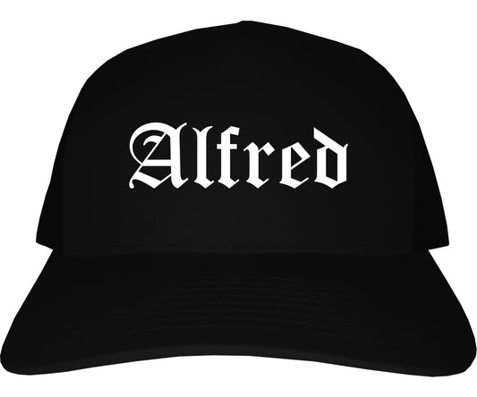 Alfred New York NY Old English Mens Trucker Hat Cap Black