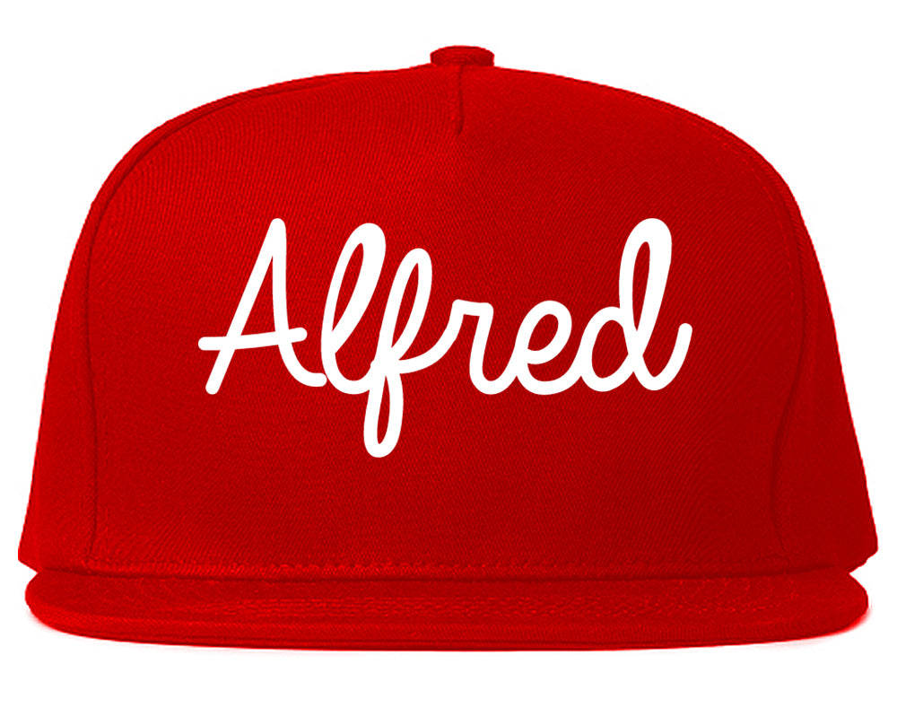 Alfred New York NY Script Mens Snapback Hat Red