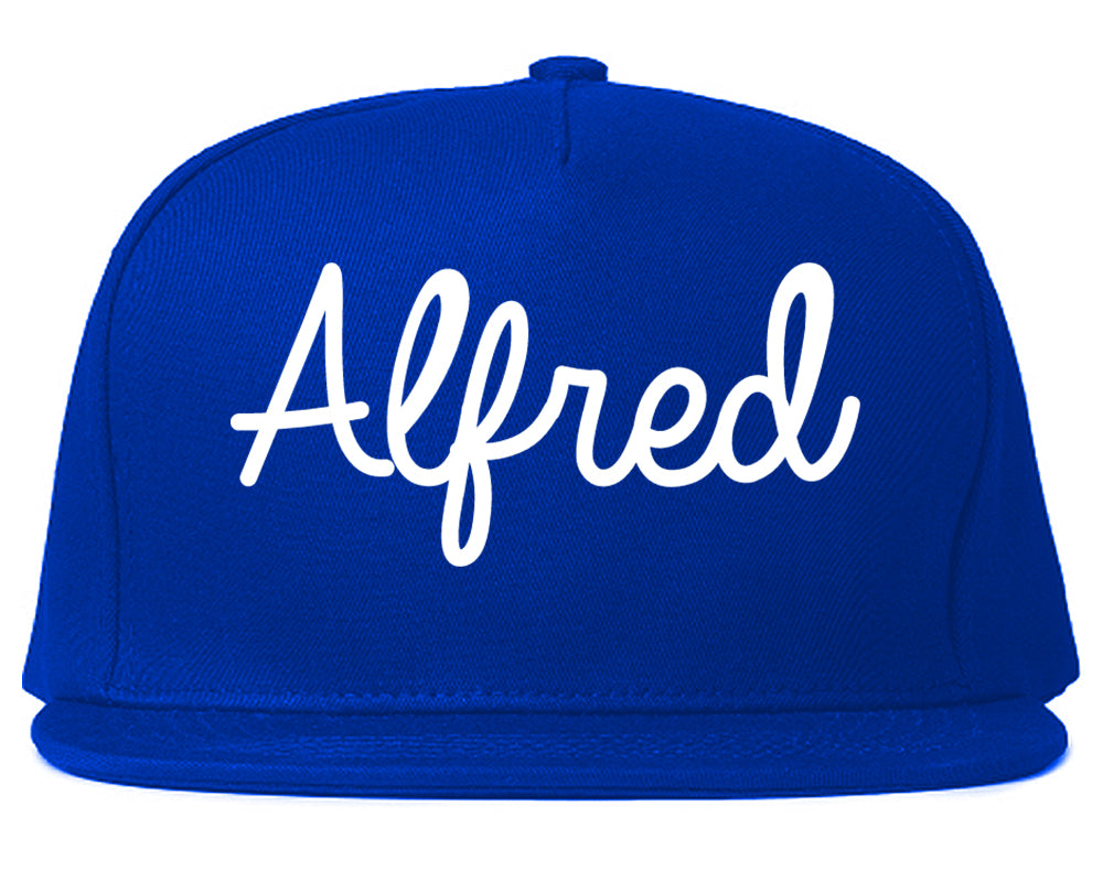 Alfred New York NY Script Mens Snapback Hat Royal Blue