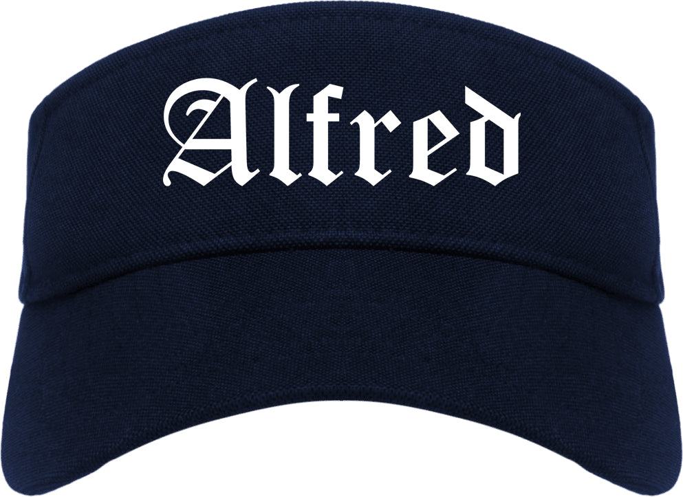 Alfred New York NY Old English Mens Visor Cap Hat Navy Blue
