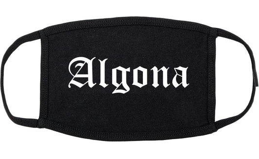 Algona Iowa IA Old English Cotton Face Mask Black