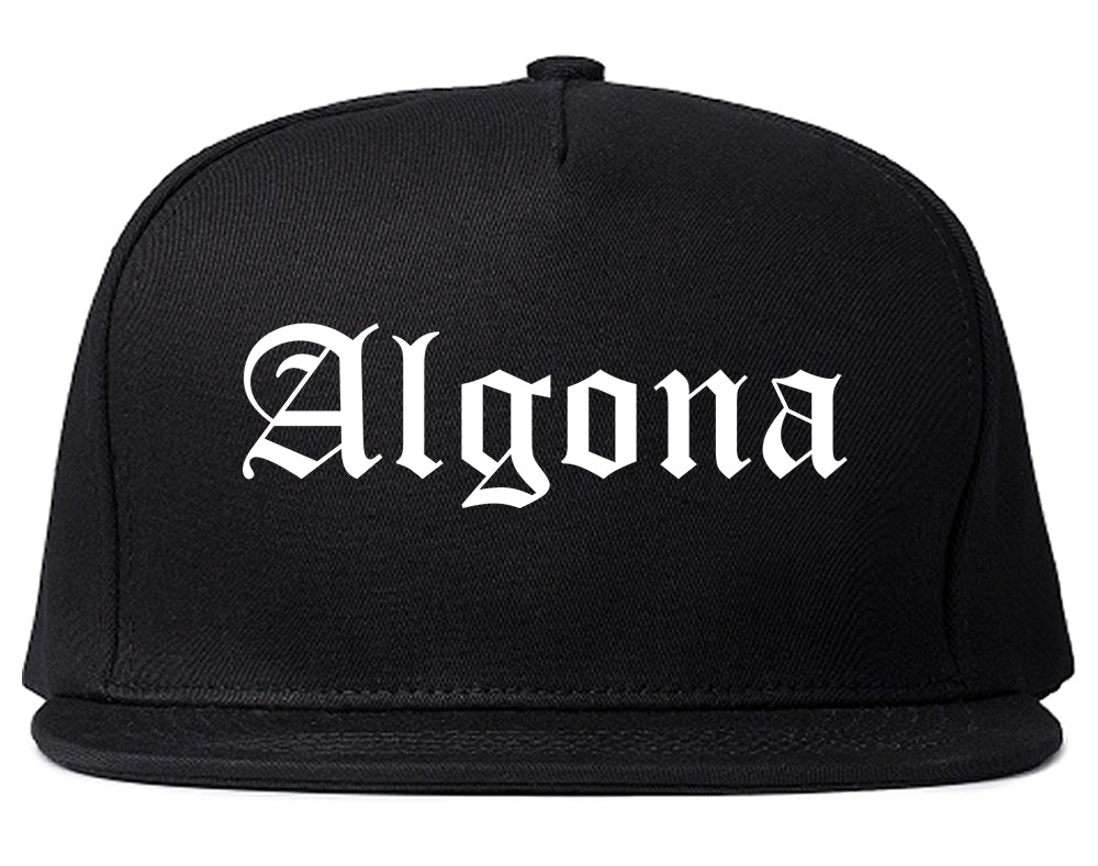Algona Iowa IA Old English Mens Snapback Hat Black