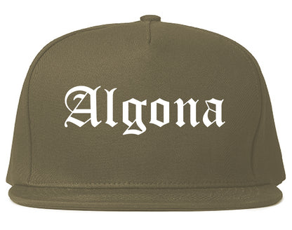 Algona Iowa IA Old English Mens Snapback Hat Grey
