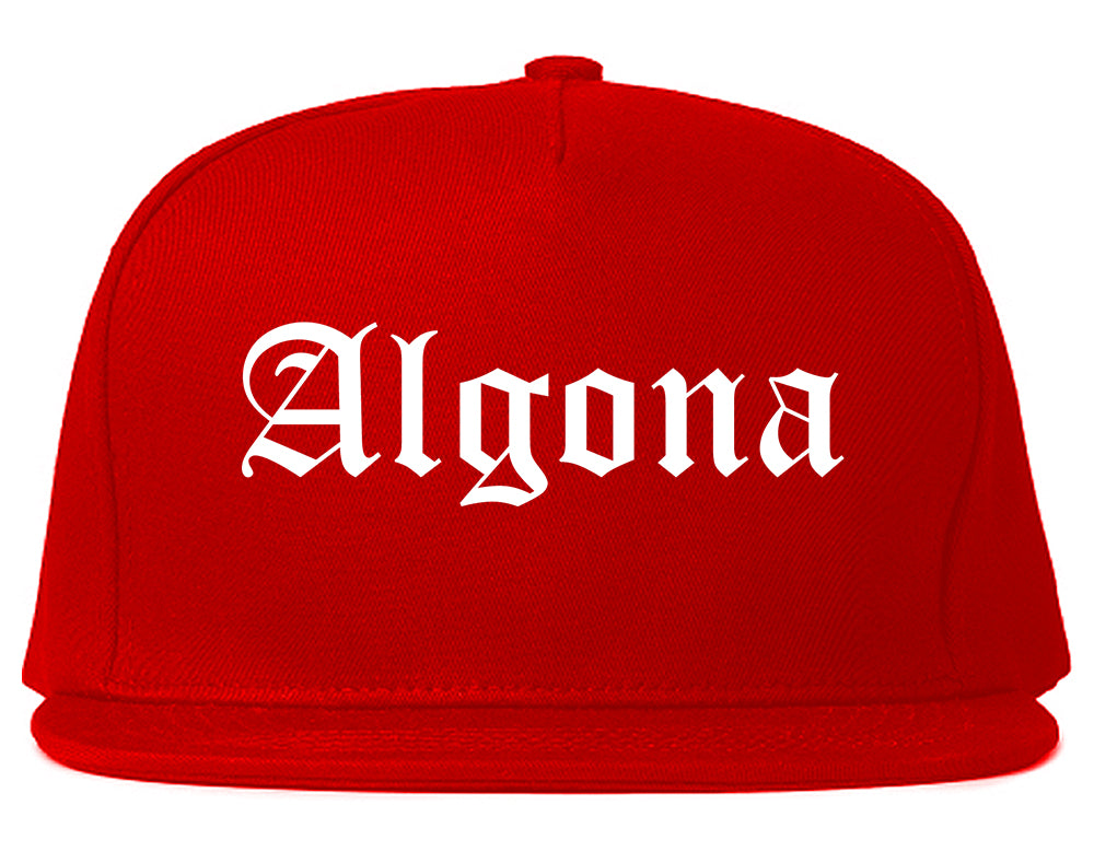 Algona Iowa IA Old English Mens Snapback Hat Red
