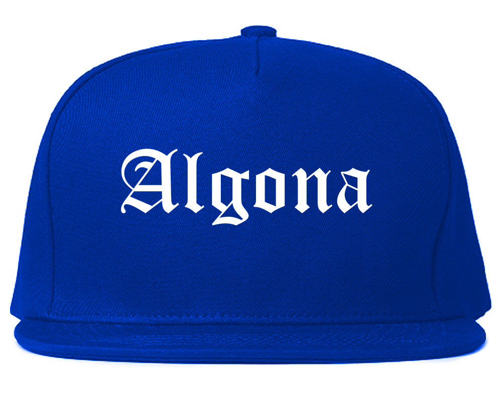 Algona Iowa IA Old English Mens Snapback Hat Royal Blue