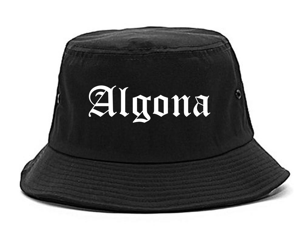 Algona Iowa IA Old English Mens Bucket Hat Black
