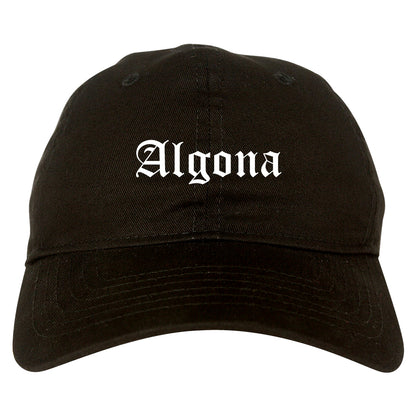 Algona Iowa IA Old English Mens Dad Hat Baseball Cap Black