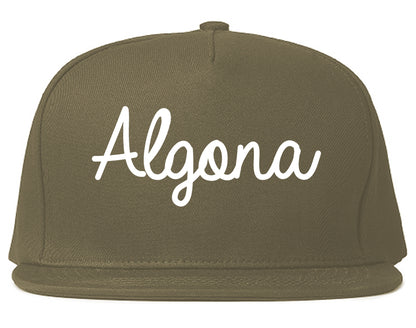 Algona Iowa IA Script Mens Snapback Hat Grey