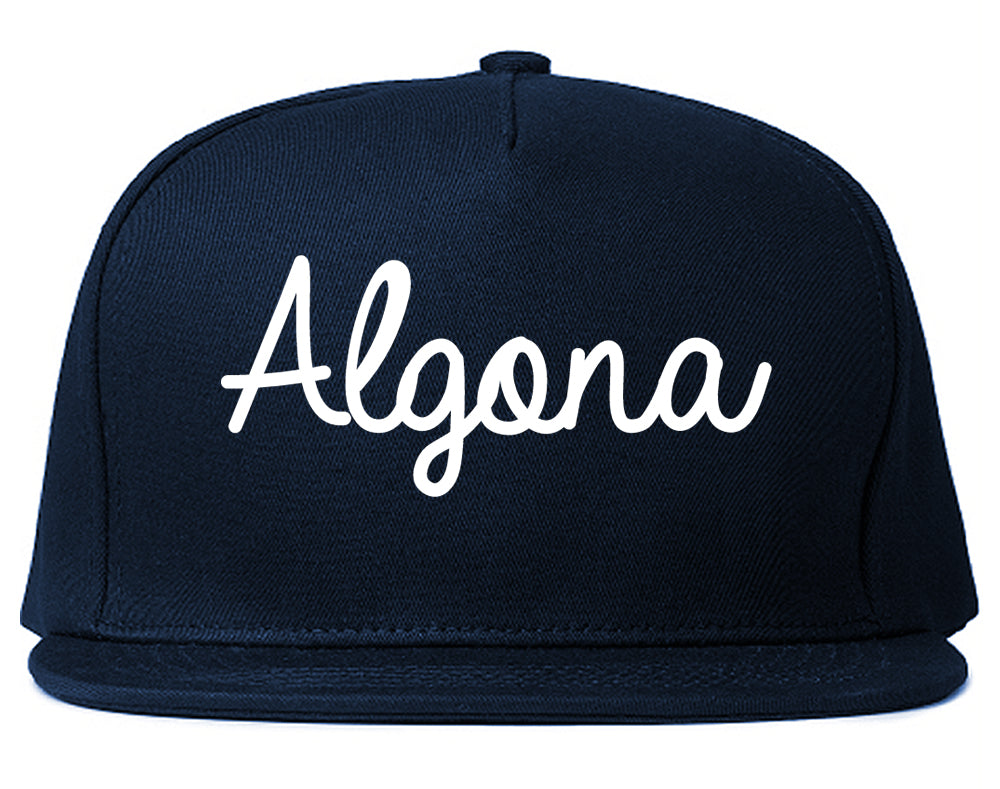 Algona Iowa IA Script Mens Snapback Hat Navy Blue