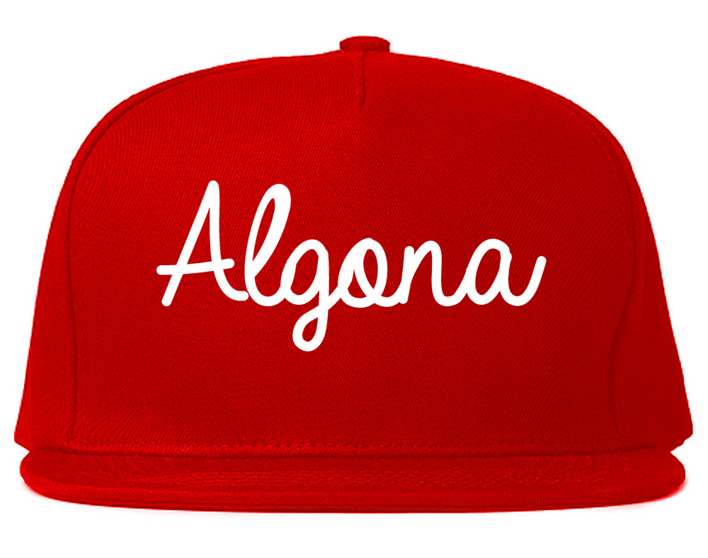 Algona Iowa IA Script Mens Snapback Hat Red