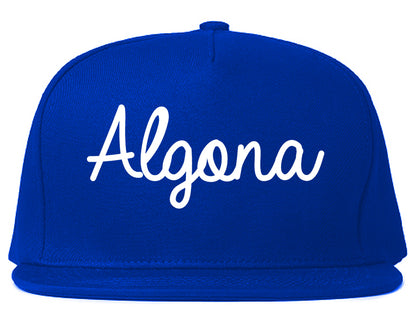 Algona Iowa IA Script Mens Snapback Hat Royal Blue