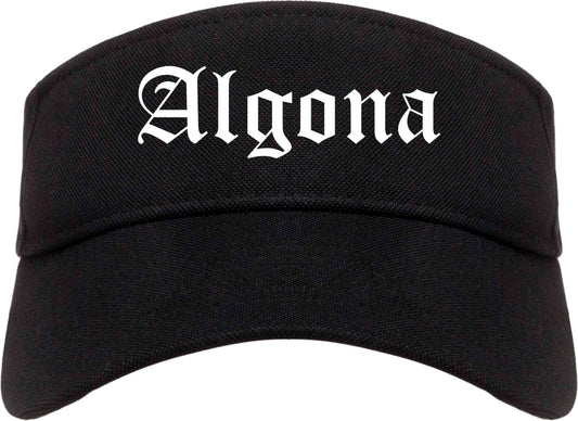 Algona Iowa IA Old English Mens Visor Cap Hat Black