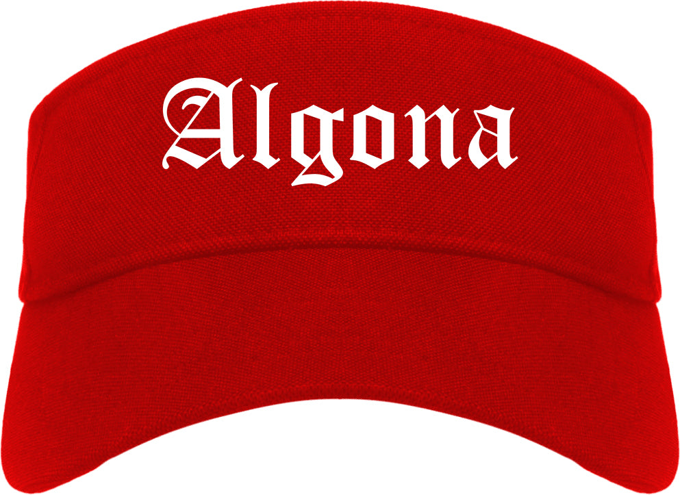 Algona Iowa IA Old English Mens Visor Cap Hat Red