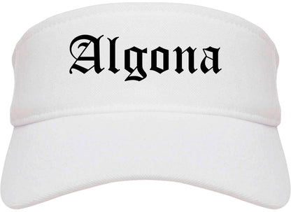 Algona Iowa IA Old English Mens Visor Cap Hat White