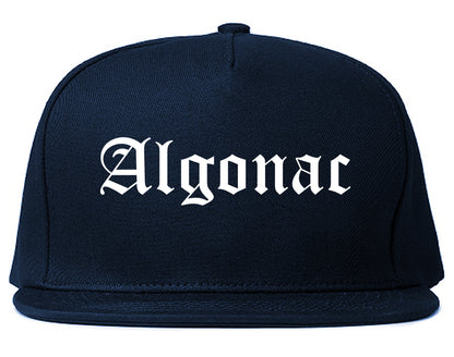 Algonac Michigan MI Old English Mens Snapback Hat Navy Blue