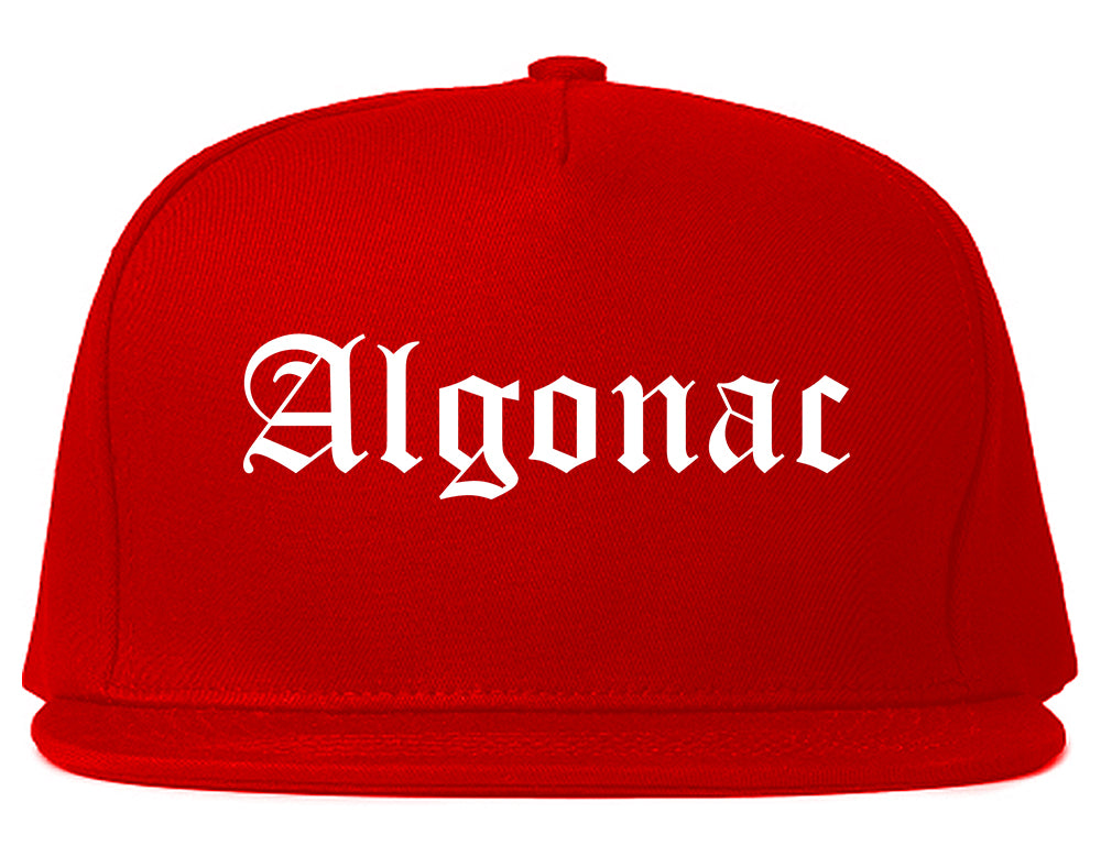 Algonac Michigan MI Old English Mens Snapback Hat Red