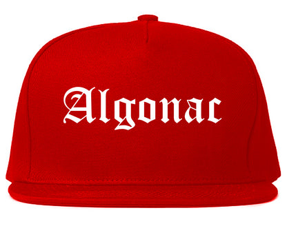 Algonac Michigan MI Old English Mens Snapback Hat Red