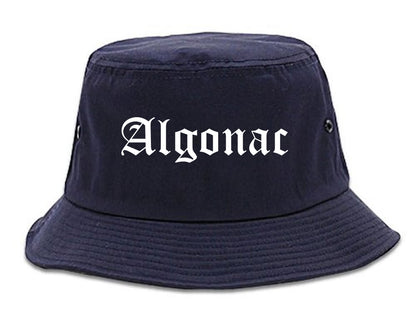 Algonac Michigan MI Old English Mens Bucket Hat Navy Blue