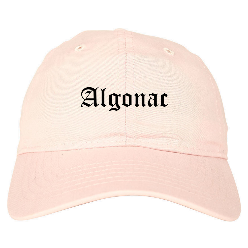 Algonac Michigan MI Old English Mens Dad Hat Baseball Cap Pink