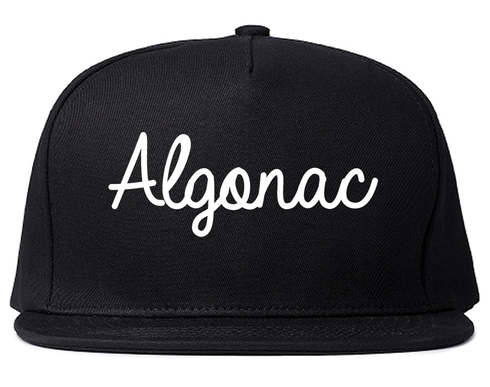 Algonac Michigan MI Script Mens Snapback Hat Black
