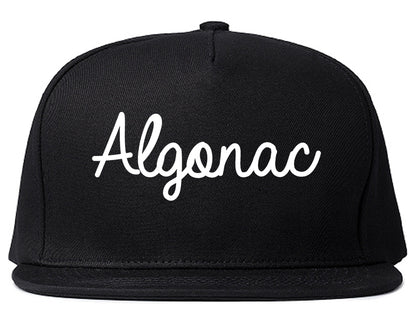 Algonac Michigan MI Script Mens Snapback Hat Black