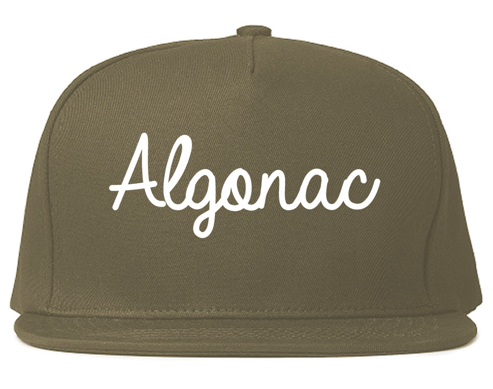 Algonac Michigan MI Script Mens Snapback Hat Grey