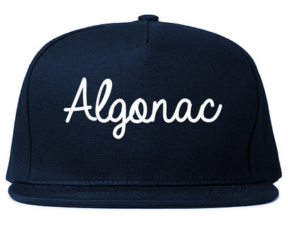 Algonac Michigan MI Script Mens Snapback Hat Navy Blue