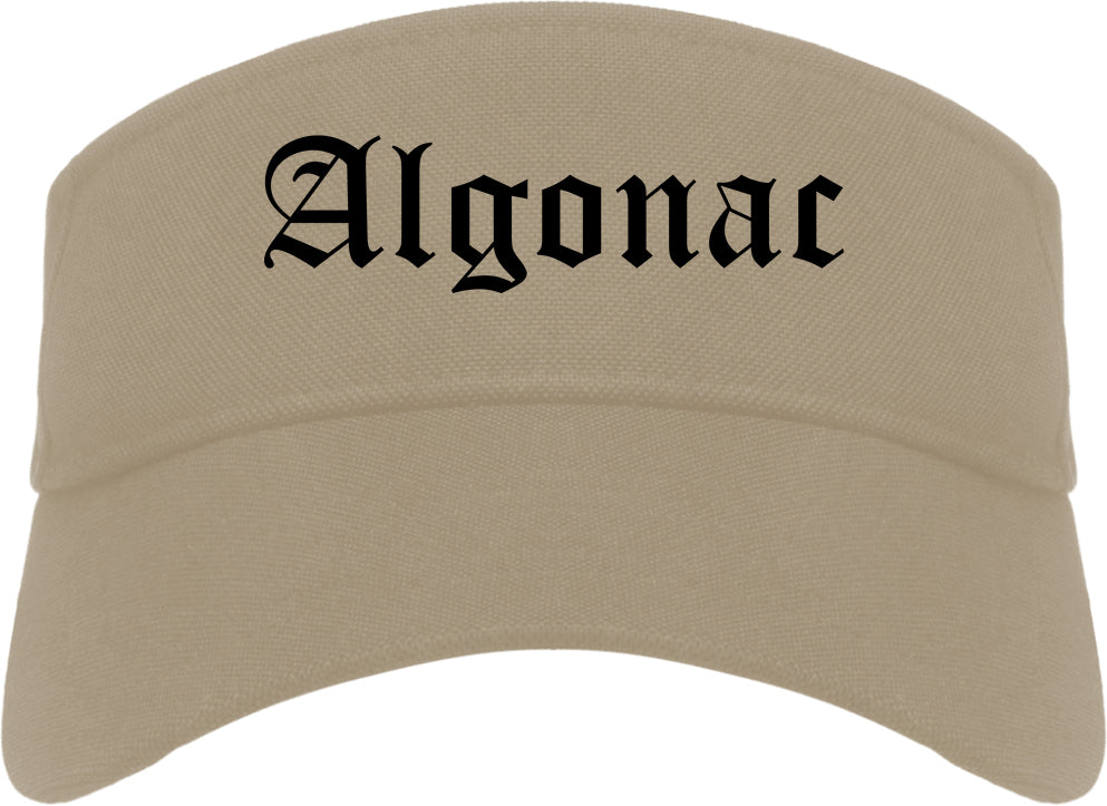 Algonac Michigan MI Old English Mens Visor Cap Hat Khaki
