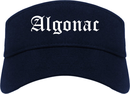 Algonac Michigan MI Old English Mens Visor Cap Hat Navy Blue