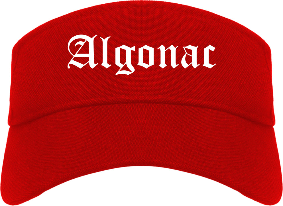 Algonac Michigan MI Old English Mens Visor Cap Hat Red