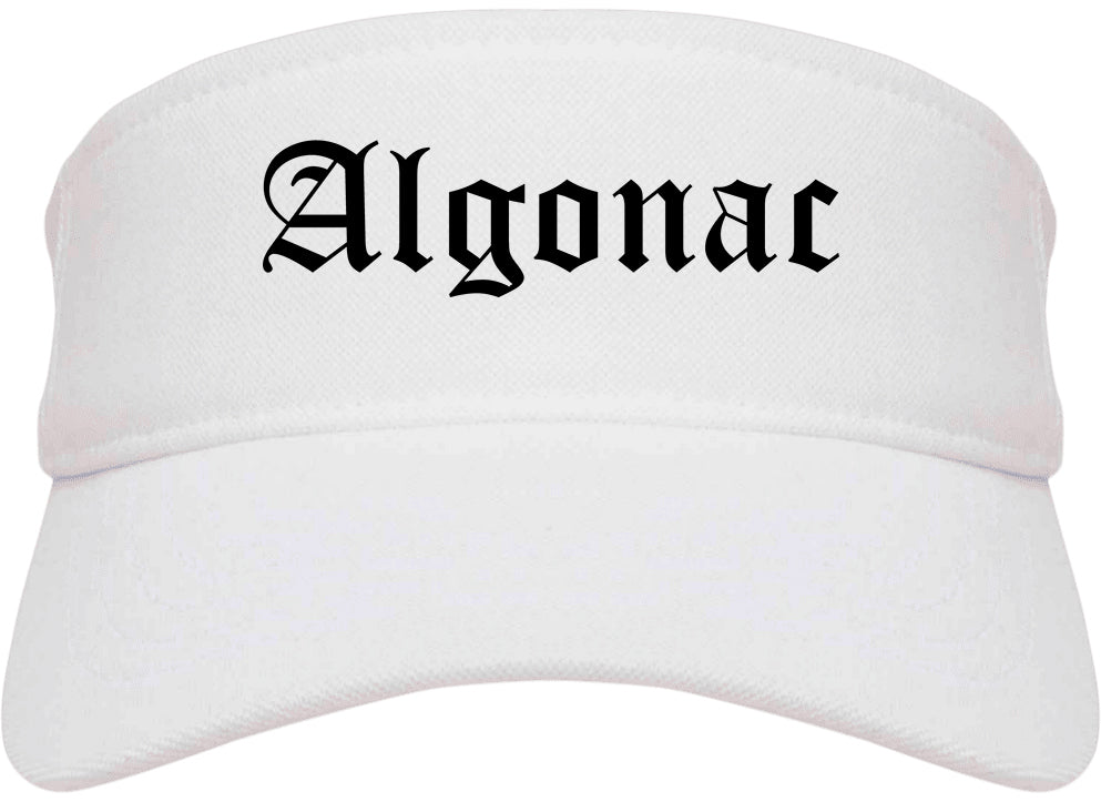 Algonac Michigan MI Old English Mens Visor Cap Hat White