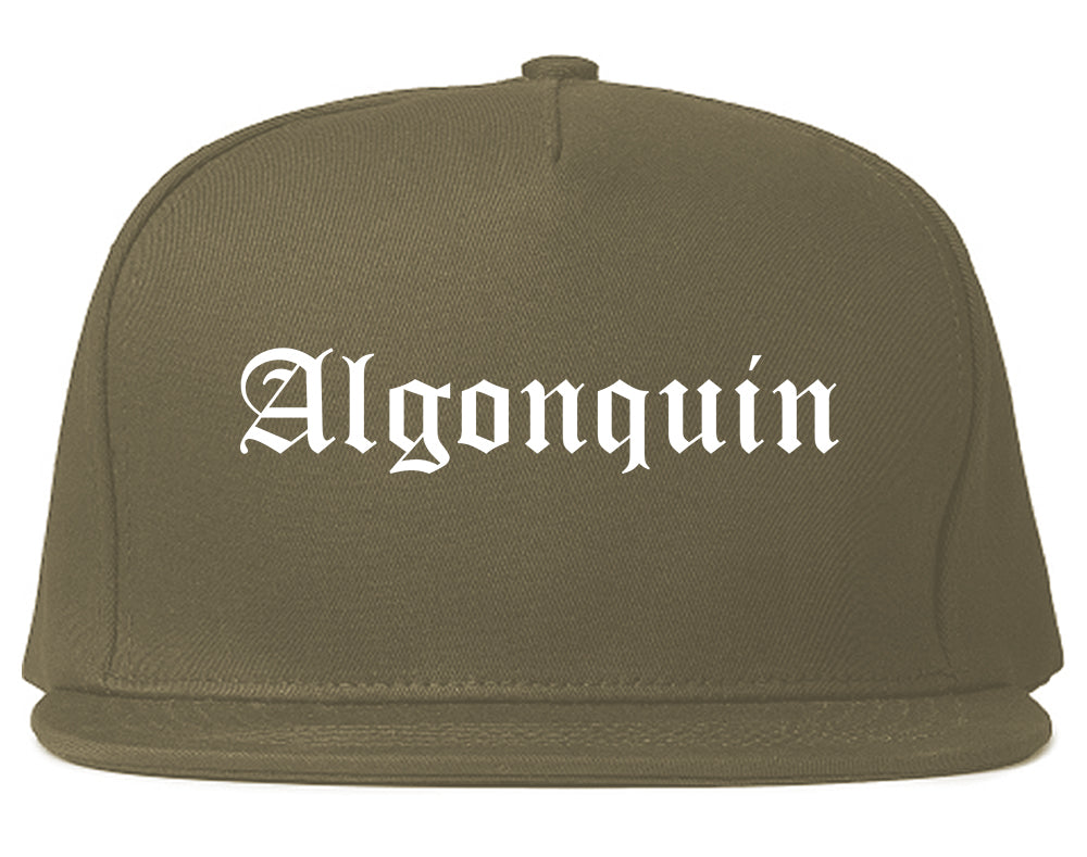 Algonquin Illinois IL Old English Mens Snapback Hat Grey