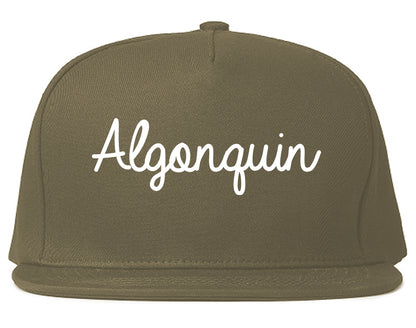 Algonquin Illinois IL Script Mens Snapback Hat Grey