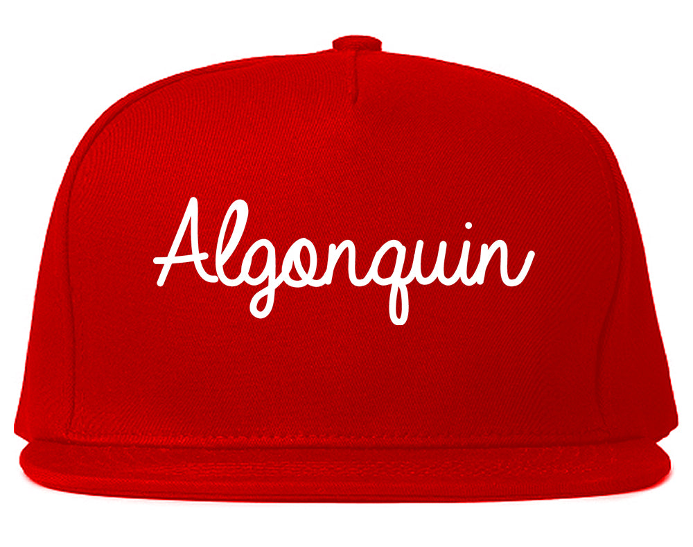 Algonquin Illinois IL Script Mens Snapback Hat Red