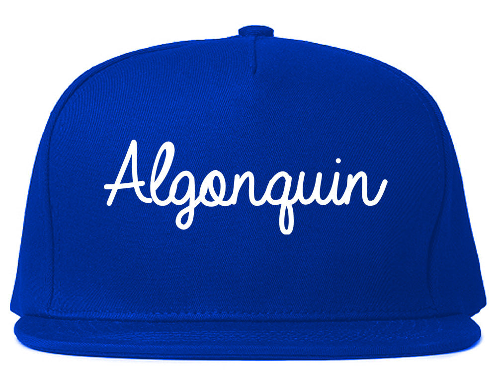 Algonquin Illinois IL Script Mens Snapback Hat Royal Blue