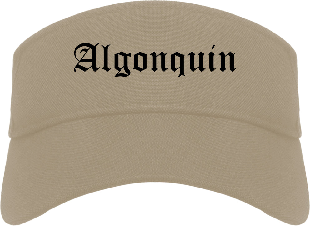 Algonquin Illinois IL Old English Mens Visor Cap Hat Khaki