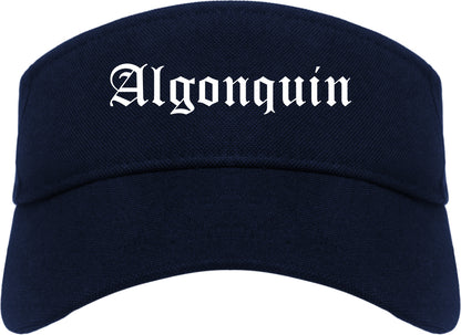 Algonquin Illinois IL Old English Mens Visor Cap Hat Navy Blue
