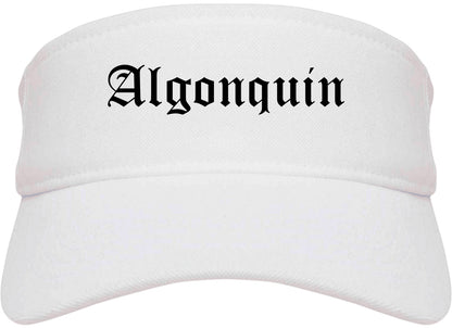 Algonquin Illinois IL Old English Mens Visor Cap Hat White