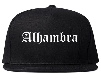 Alhambra California CA Old English Mens Snapback Hat Black