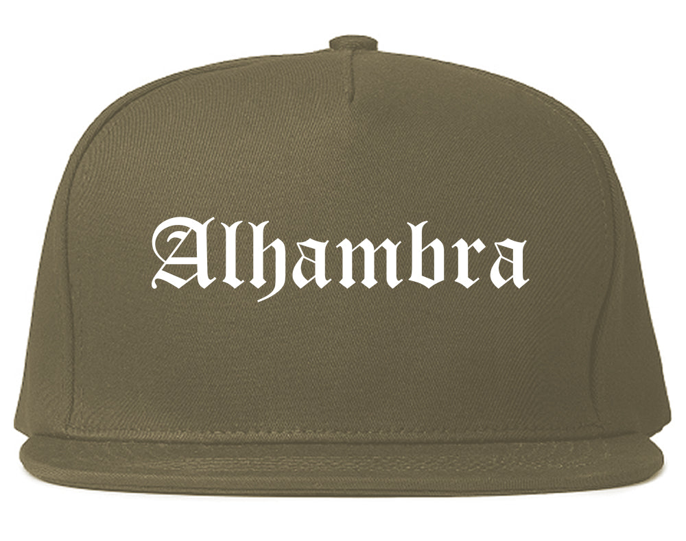 Alhambra California CA Old English Mens Snapback Hat Grey
